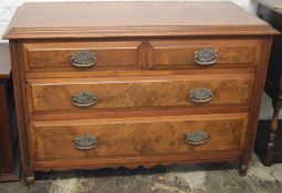 Late Victorian chest of drawers with burr walnut veneer