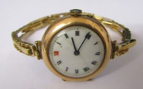 9ct gold ladies watch and strap total weight 15.8 g