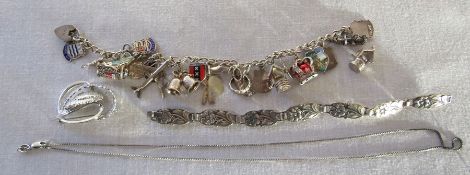 Various silver jewellery inc charm bracelet, total weight 2.17 ozt