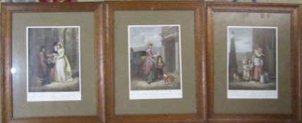 3 framed engravings by F Wheatley RA - Milk below maids engraved by L Schravonetti 2 July 1793,