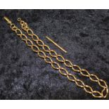 18ct gold large curb link chain & separate T bar 65.1g L 38 cm