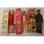 Talking Commader Action Man, boxed with leaflet, Barbie Twist n Turn, boxed & Tressy Doll, boxed