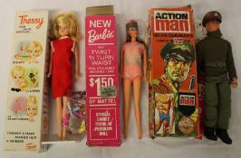 Talking Commader Action Man, boxed with leaflet, Barbie Twist n Turn, boxed & Tressy Doll, boxed