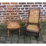 Child's Windsor chair (af) and a child's rocking chair