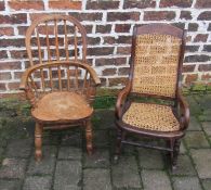 Child's Windsor chair (af) and a child's rocking chair