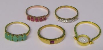 Selection of silver gilt dress rings sizes V-X