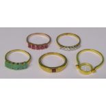 Selection of silver gilt dress rings sizes V-X