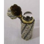 Victorian cylindrical silver encased scent bottle with stopper London 1885 total weight 1.63 ozt H 6