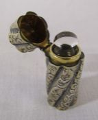 Victorian cylindrical silver encased scent bottle with stopper London 1885 total weight 1.63 ozt H 6