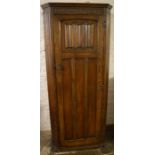 Small oak wardrobe / hallrobe with linen fold panel Ht 182cm W 77cm