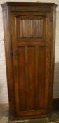 Small oak wardrobe / hallrobe with linen fold panel Ht 182cm W 77cm