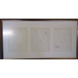 Pablo Picasso (1881-1973) framed triptych of lithographs mainly nudes from the Vollard Suite
