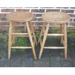 2 wooden high stools