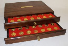 Cased 2 drawer set "Our Royal Sovereigns" - 70 silver gilt medals portraying monarchs from Offa to