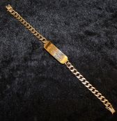 9ct gold flat curb link identity bracelet 20.4g