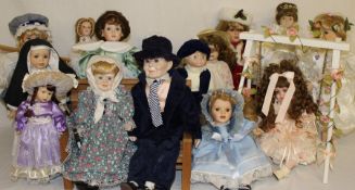 Approximately 15 porcelain collectors dolls including Alberon & Leonardo