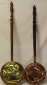 2 copper & brass warming pans