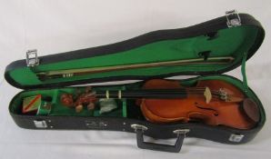 Child's The Stentor cased violin, bow and accessories L 21 "