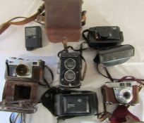 Various cameras inc Rolleicord DRP 840495, Carl Zeiss contact, Kodak Retinette IA and Yashica etc