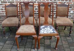 4 carved Victorian dining chairs & a pair of Queen Anne style chairs (some repairs)