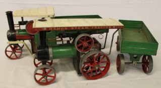 Mamod steam wagon, tractor & open wagon trailer