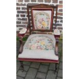 Edwardian open armchair with inlay