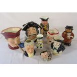 Assorted character jugs and toby jugs inc Royal Doulton  (some af)