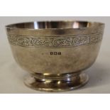 Silver bowl with engraved floral band & initials, Birmingham 1928 5.14ozt