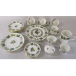 Royal Worcester 'The Worcester Hop - Mathon' pattern part dinner service etc inc clock, large