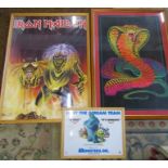 3 framed posters inc Iron Maiden & Monsters Inc