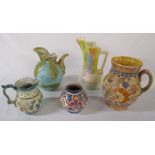 Selection of pottery vases and ewers inc Glyn Colledge, Beswick 177/1, Manchester 12030 and Crown
