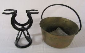 Large jam pan D 36 cm & a horse shoe wine rack H 32 cm