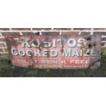 Large enamel advertising sign 'Kositos cooked maize' (af) 122 cm x 46 cm