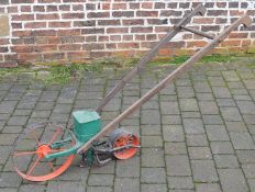 Hand seed drill 'Planet Jr' with retail label Johnson Bros of Spalding (some woodworm)