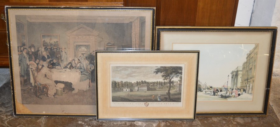 3 framed prints including Charborough House & Hyde Park Corner