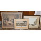 3 framed prints including Charborough House & Hyde Park Corner