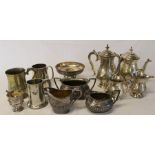 Selection of silver plate including 4 piece tea service