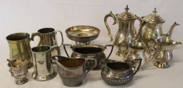 Selection of silver plate including 4 piece tea service