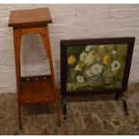 Edwardian plant stand & a fire screen/table