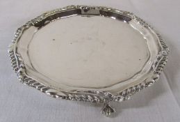 Silver salver Sheffield 1911 maker Fordham & Faulkner weight 7.65 ozt  D 16 cm