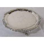 Silver salver Sheffield 1911 maker Fordham & Faulkner weight 7.65 ozt  D 16 cm