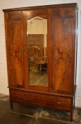 Early 20th century wardrobe with mirror door Ht 191cm W 127cm D 48cm