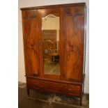 Early 20th century wardrobe with mirror door Ht 191cm W 127cm D 48cm