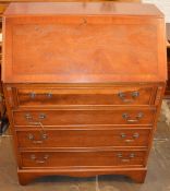 Modern yew wood veneer bureau (handle requires re-attaching)