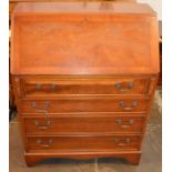 Modern yew wood veneer bureau (handle requires re-attaching)