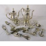 Silver plate tea and coffee set & assorted cutlery