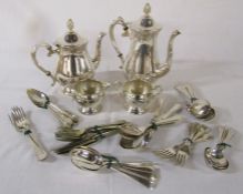 Silver plate tea and coffee set & assorted cutlery