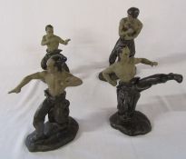 4 Chinese stoneware martial arts figurines