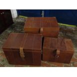 3 leather storage boxes