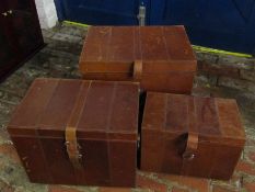 3 leather storage boxes